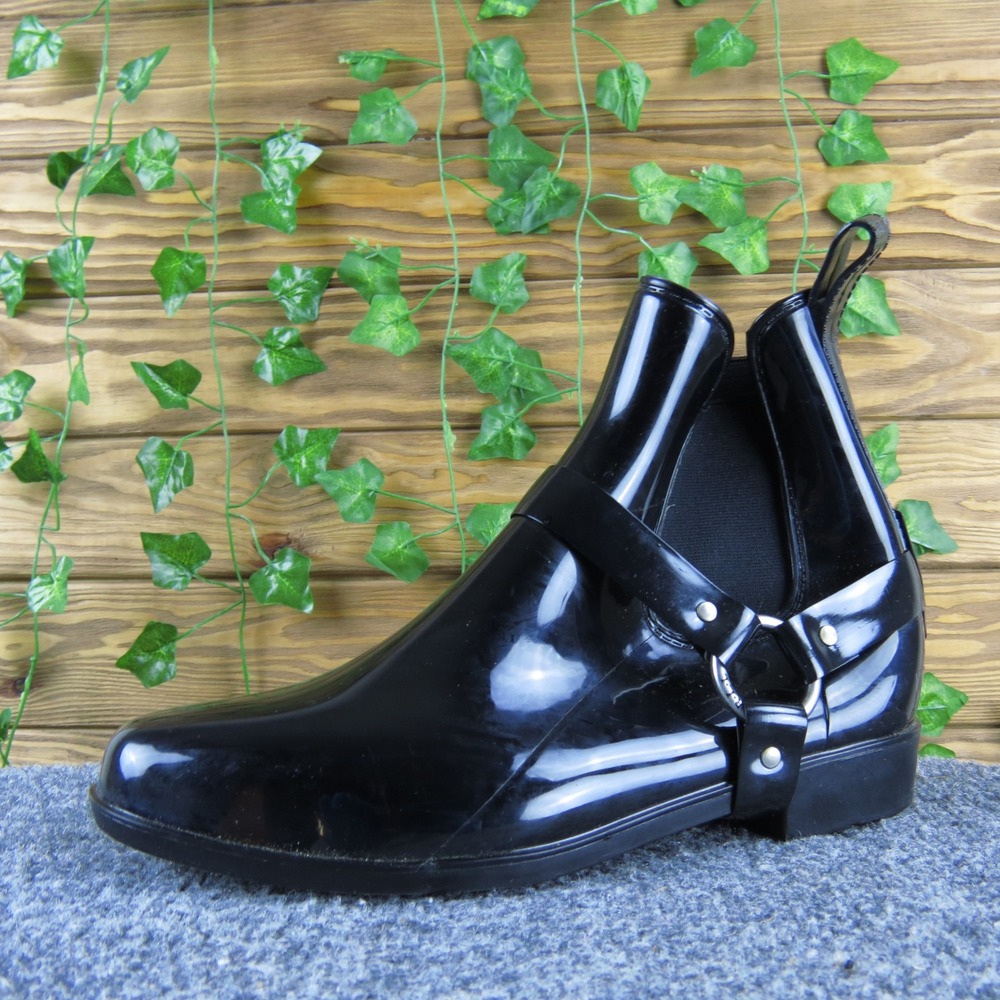 Lauren Ralph Lauren Tricia-Bo-Rai Women's 8 Black Rain‎ Boots Harness Style